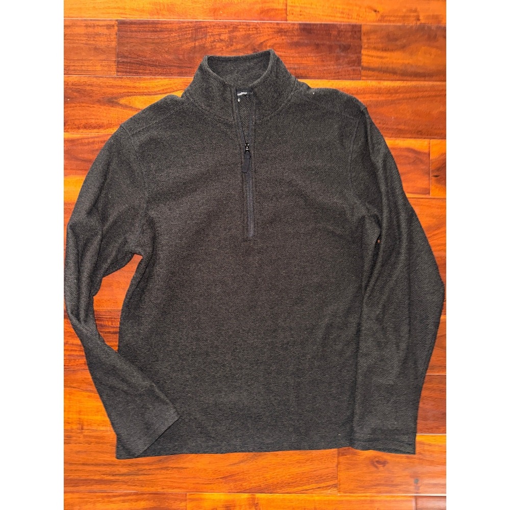 Simply Southern Mens XL Quarter Zip Pullover Sweater Charcoal Gray Textured Knit